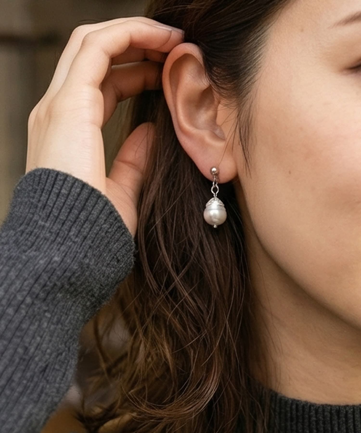 STYLE DELI「【DELI by】揺れ感淡水パールのミニドロップピアス」|ピアス|シルバー