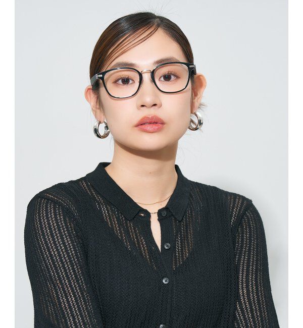  「ウェリントン型 メガネ | レザー調 ラバーテンプル ズレ落ち防止 メンズ ビジネス レンズ交換券付」|メガネ|