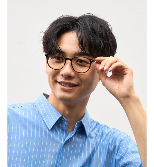  「ボストン型 サングラス (クリアUV100%) クリアレンズ レザー調ラバーテンプル｜紫外線対策 UVカット」|サングラス|