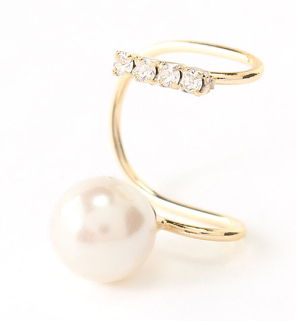 Phoebe「トゥーラインパールビジューイヤーカフ」|イヤリング|ホワイト