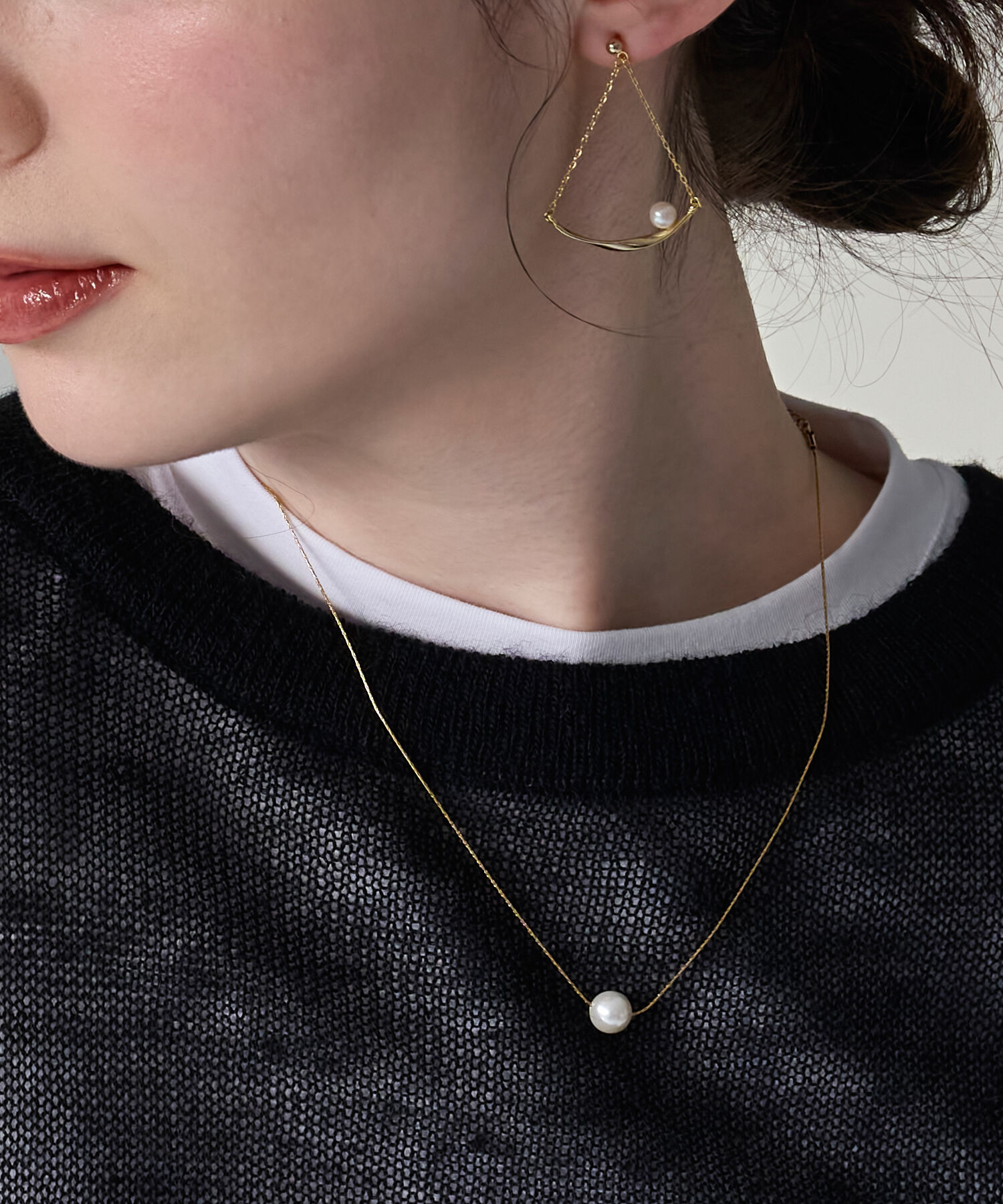 Phoebe「【金属アレルギー対応】ワントップパールネックレス　ゴールド/サージカルステンレス」|ネックレス|