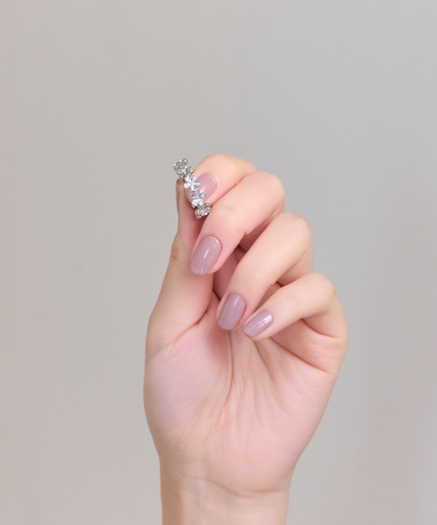 Phoebe「フローラルビジューレースカフリング　シルバー」|リング|