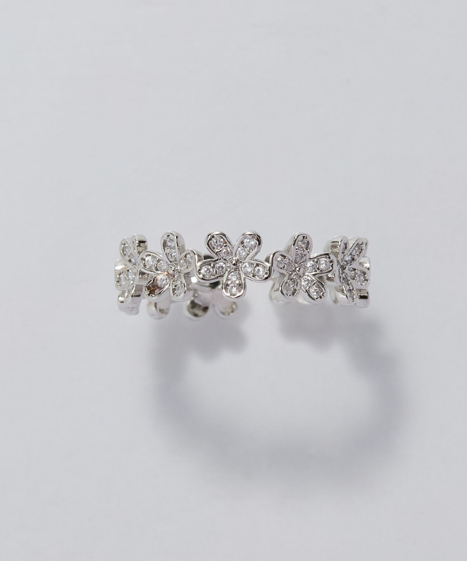 Phoebe「フローラルビジューレースカフリング　シルバー」|リング|