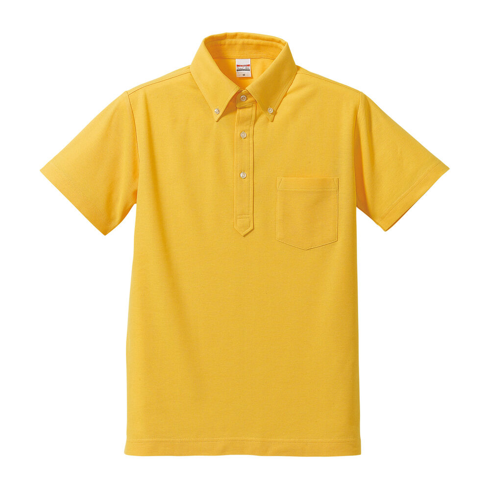 BACKYARD FAMILY「ユナイテッドアスレ ポロシャツ 通販 半袖 レディース メンズ 無地 ボタンダウン ポケット付き」|ポロシャツ|イエロー1
