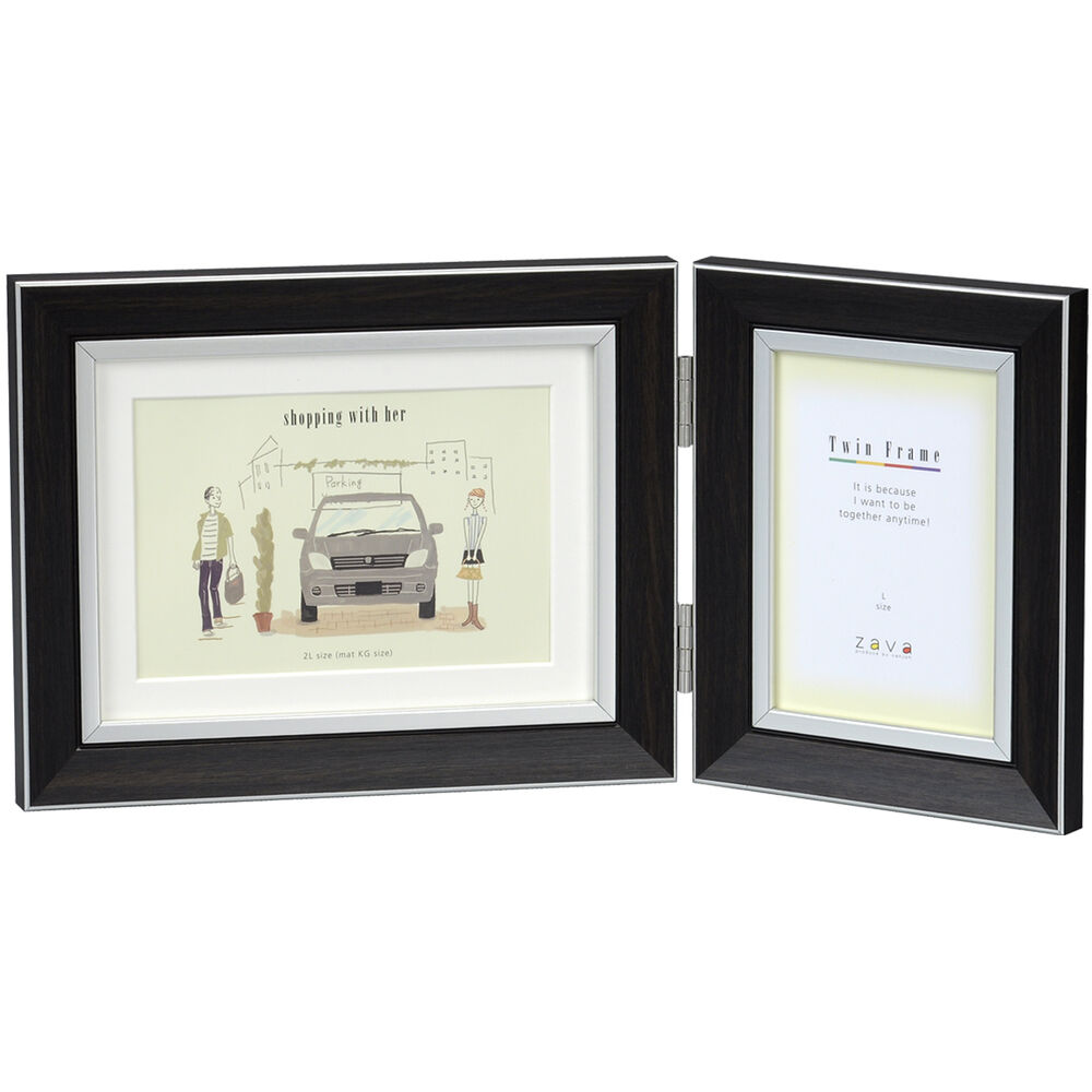 BACKYARD FAMILY「フォトフレーム おしゃれ 通販 壁掛け 2L L判 フォト フレーム 写真立て 2枚 2面 置き型」|その他|ブラウン3