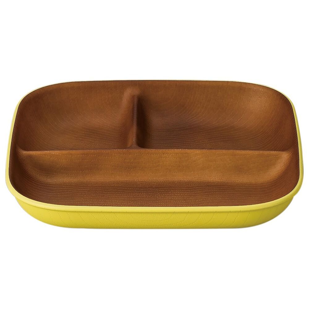 BACKYARD FAMILY「イッソエッコ issoecco 木目 ワンプレート L 通販 ランチプレート 仕切り皿 お皿 皿」|食器・キッチングッズ|イエロー1