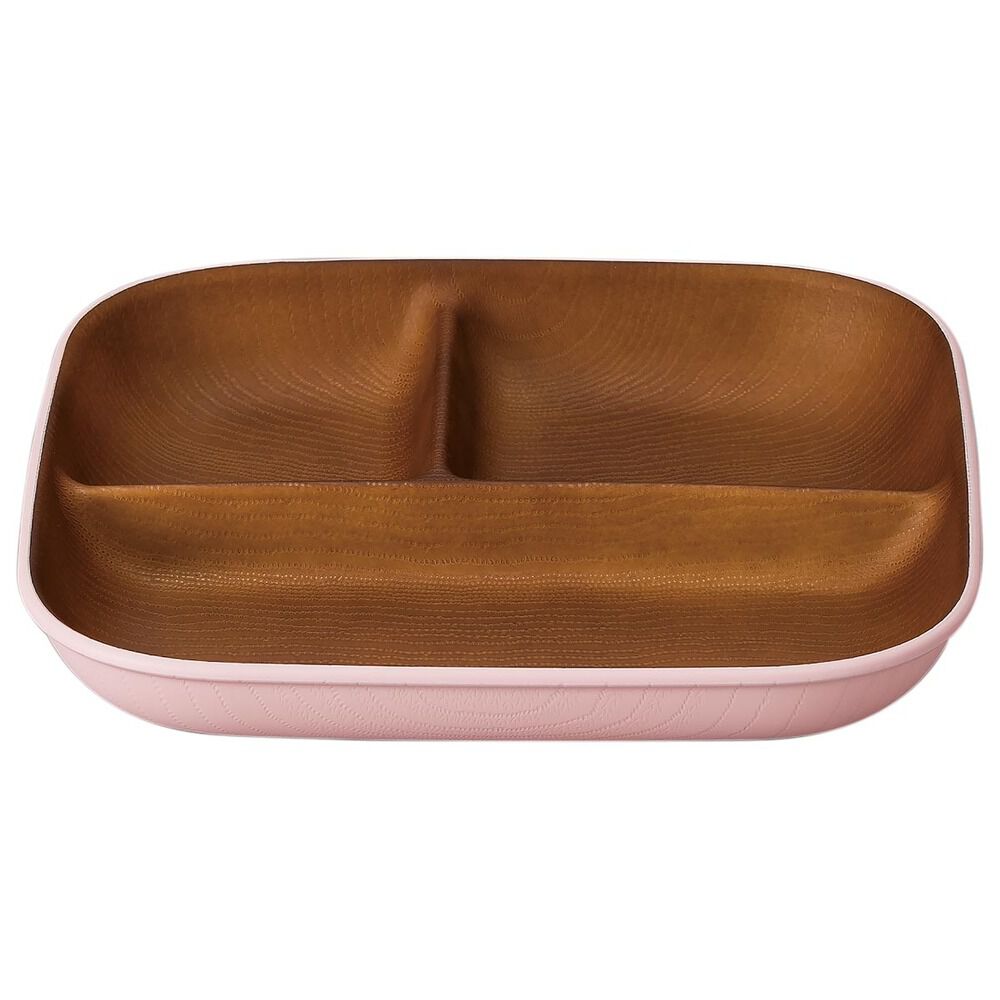 BACKYARD FAMILY「イッソエッコ issoecco 木目 ワンプレート L 通販 ランチプレート 仕切り皿 お皿 皿」|食器・キッチングッズ|ピンク1