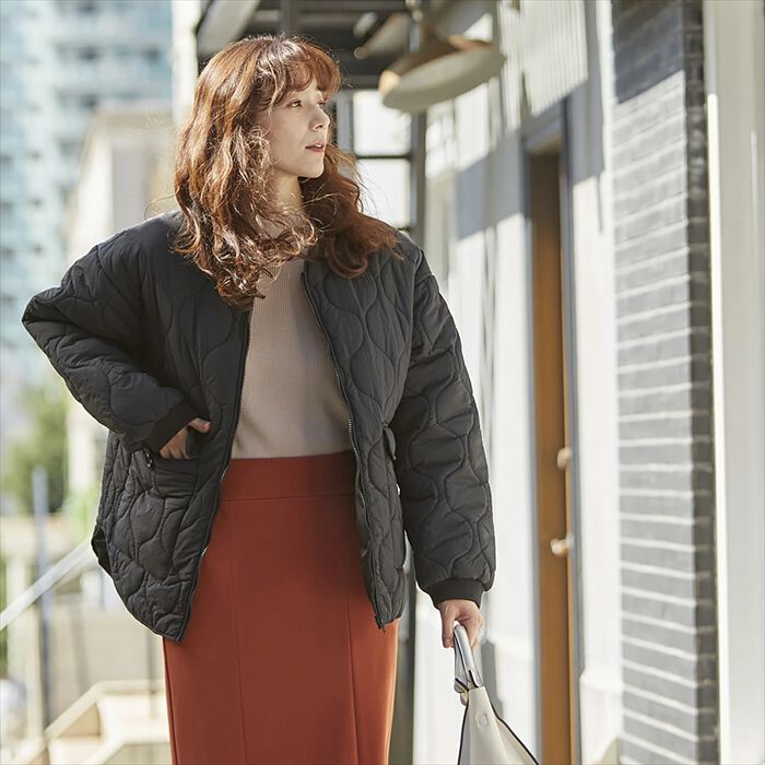 BACKYARD FAMILY「コート 秋 ショート丈 レディース 通販 ノーカラーコート キルティングコート」|その他|