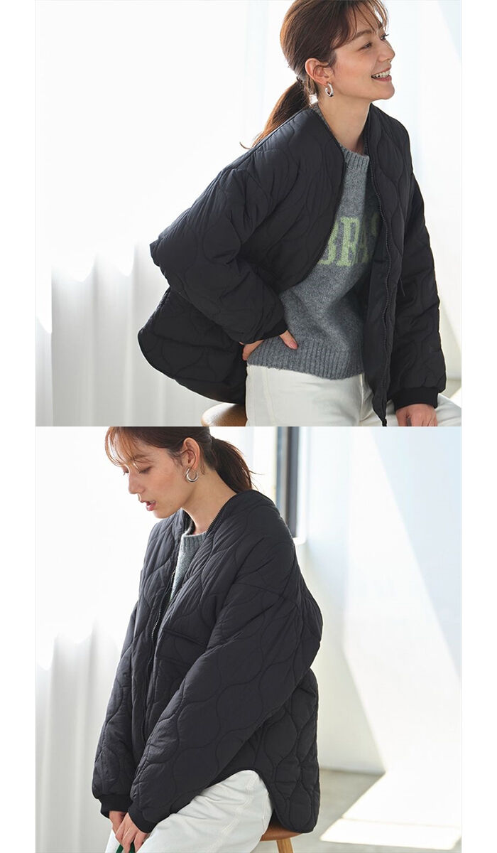 BACKYARD FAMILY「コート 秋 ショート丈 レディース 通販 ノーカラーコート キルティングコート」|その他|