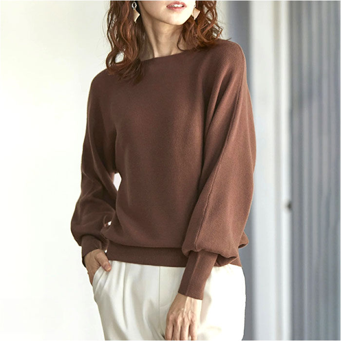 BACKYARD FAMILY「ニット レディース 長袖 通販 セーター トップス ボートネック ドルマンスリーブ きれいめ」|ニット・セーター|