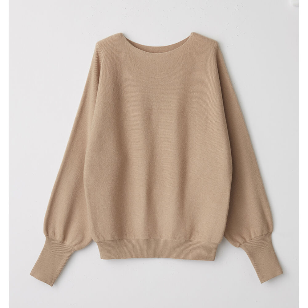 BACKYARD FAMILY「ニット レディース 長袖 通販 セーター トップス ボートネック ドルマンスリーブ きれいめ」|ニット・セーター|ベージュ1