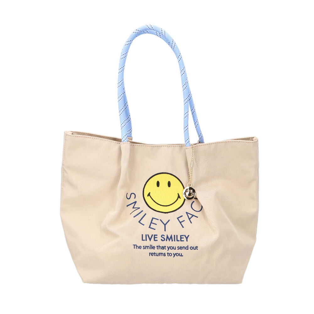 BACKYARD FAMILY「SMILEY FACE スマイリーフェイス トート 刺? 通販 トートバッグ トートバック 手提げ」|トートバッグ|ベージュ1