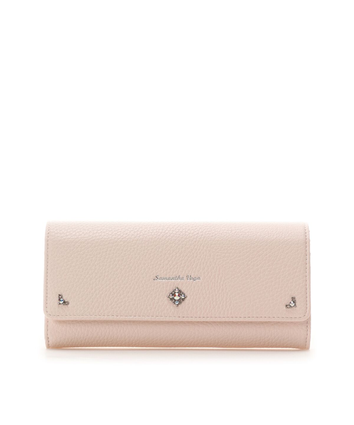  「シンプルビジューフラップ長財布」|財布|ベビーピンク