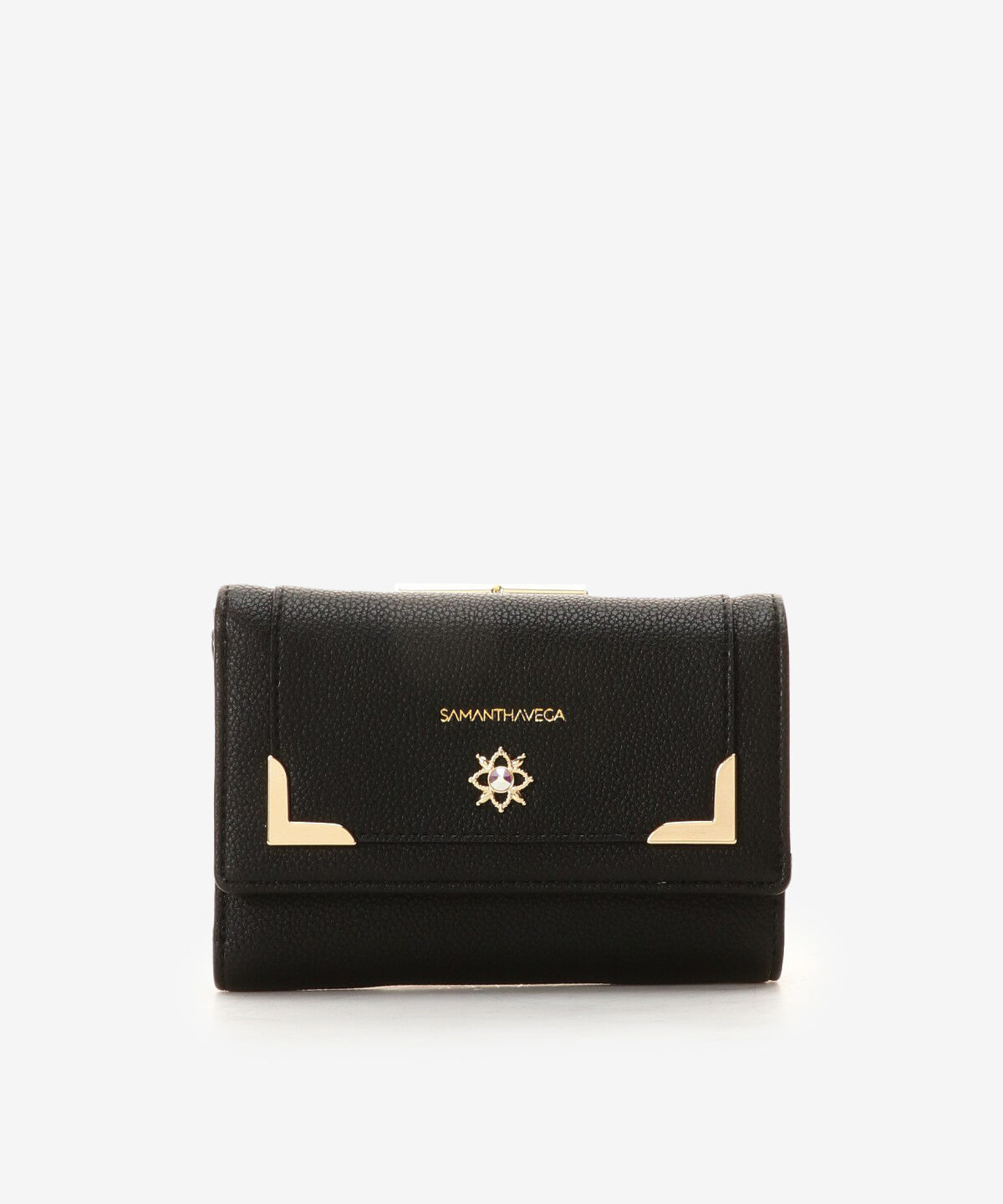 Samantha Vega「シンプルビジュー折財布」|財布|ブラック