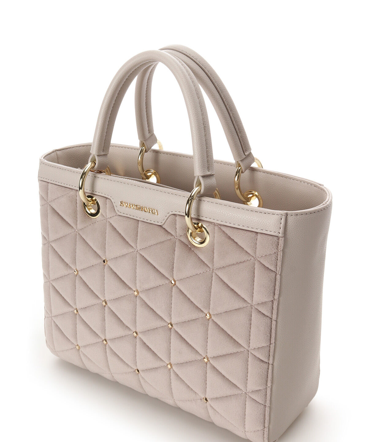 Samantha Vega「ベロアキルティングスタッズスクエアバッグ」|ハンドバッグ|