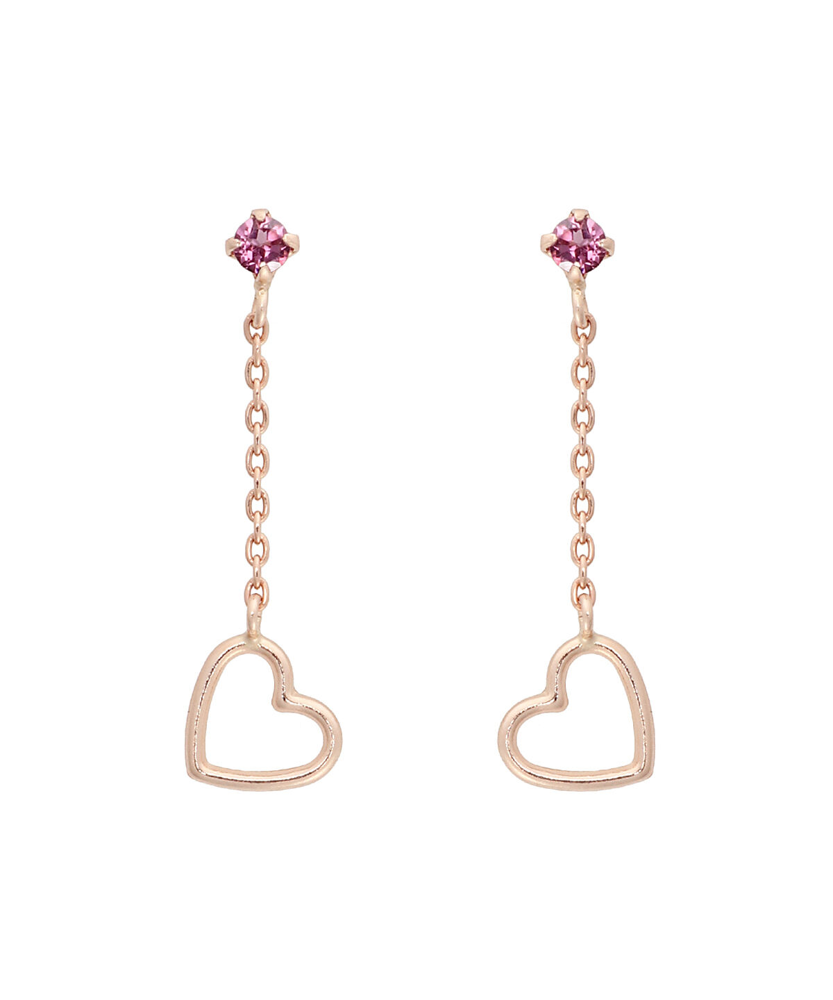 Samantha Tiara「K10PG チェーンハートピアス≪1月 誕生石≫」|ピアス|K10 PG