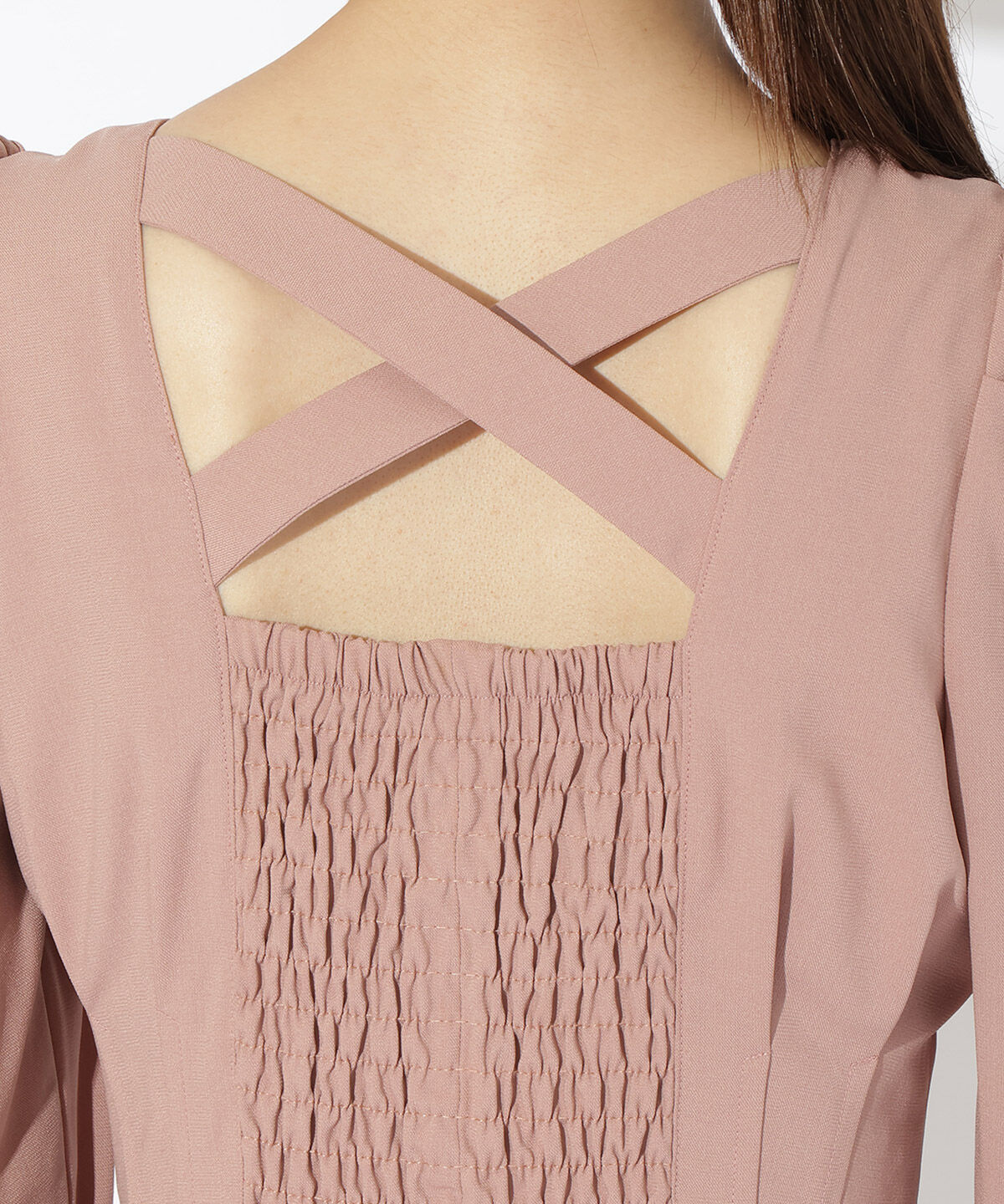 アンドクチュール「ウエストタックバックシャン長袖ワンピース」|ワンピース|