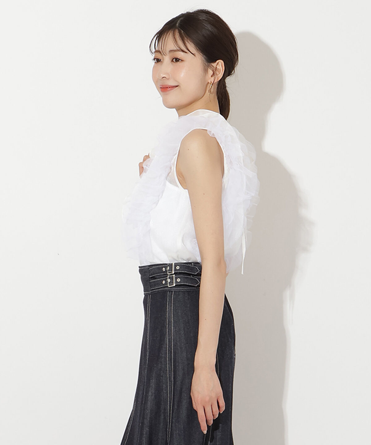 アンドクチュール「オーガンジー&チュールブラウス」|シャツ・ブラウス|