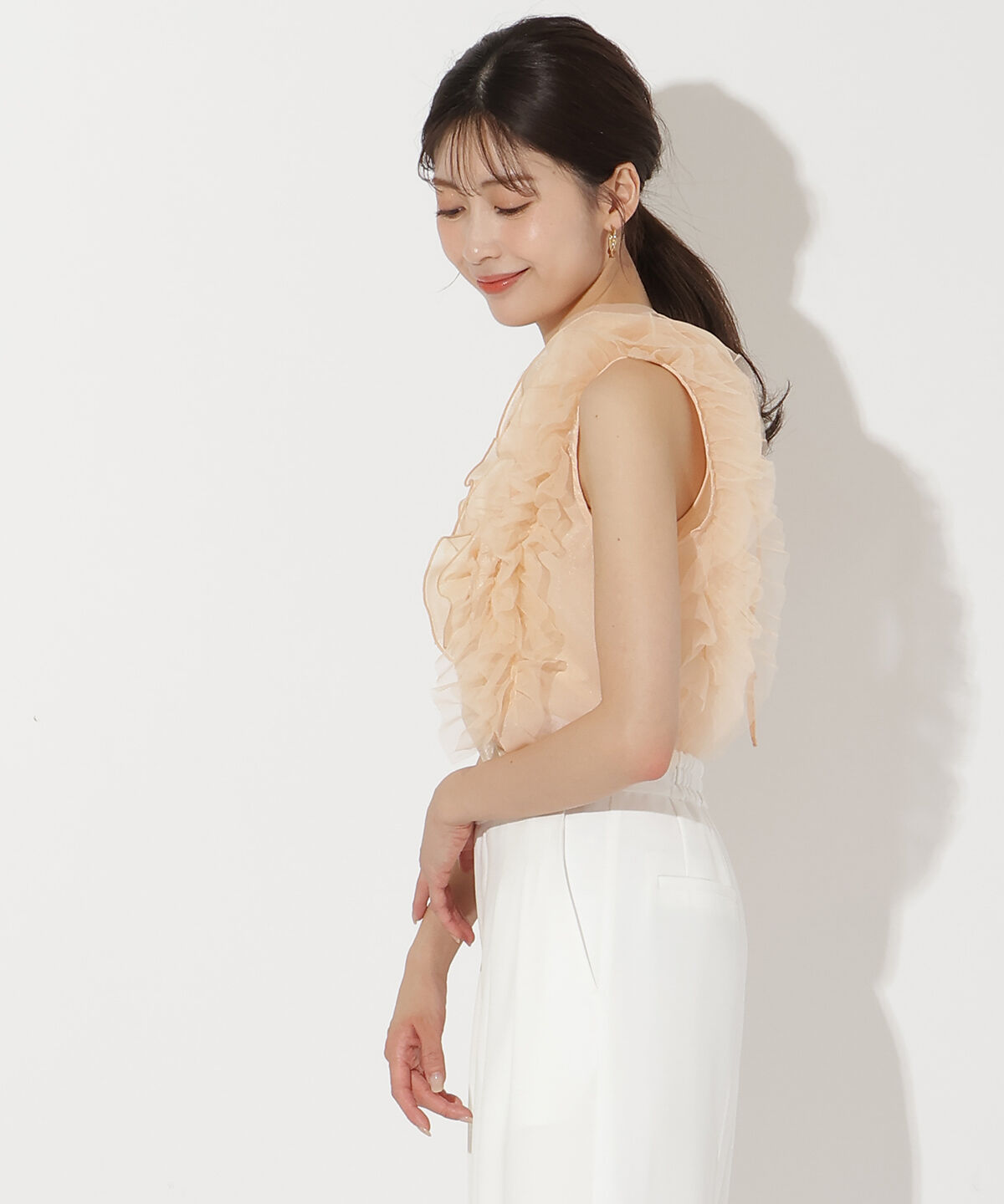 アンドクチュール「オーガンジー&チュールブラウス」|シャツ・ブラウス|