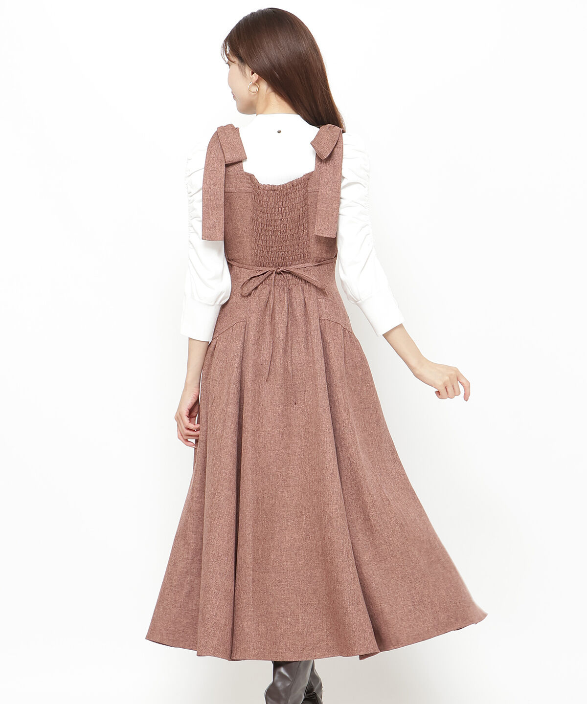 アンドクチュール「ツイードショルダーリボンジャンスカ」|ジャンパースカート|