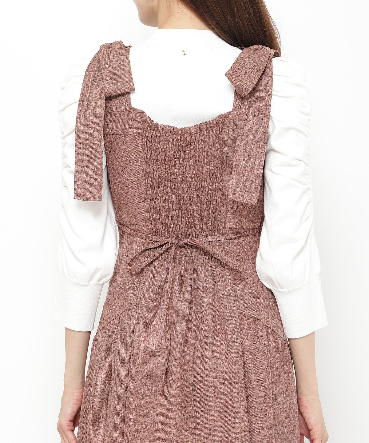 アンドクチュール「ツイードショルダーリボンジャンスカ」|ジャンパースカート|