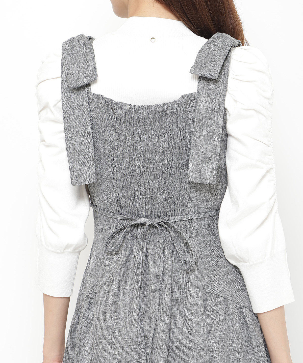 アンドクチュール「ツイードショルダーリボンジャンスカ」|ジャンパースカート|