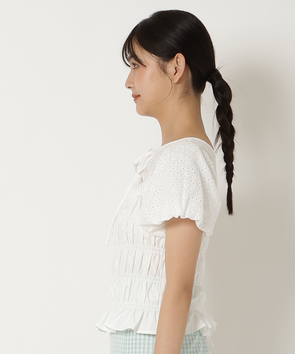 REDYAZEL「コットンレースシャーリングブラウス」|シャツ・ブラウス|