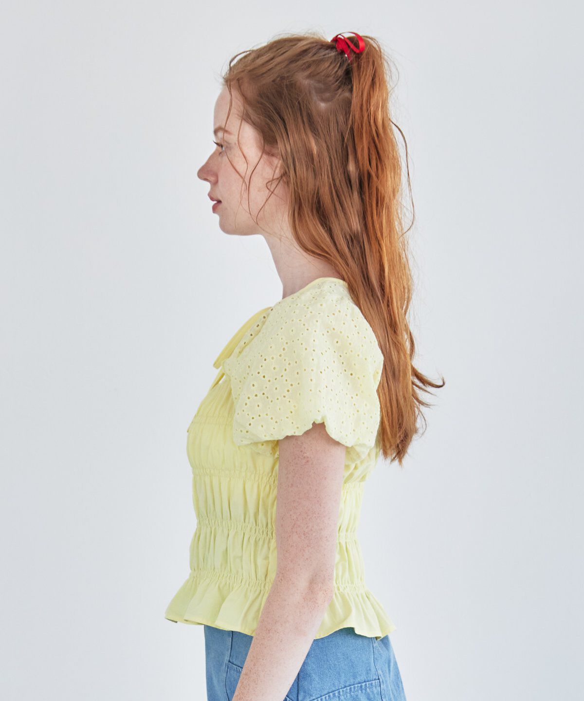 REDYAZEL「コットンレースシャーリングブラウス」|シャツ・ブラウス|