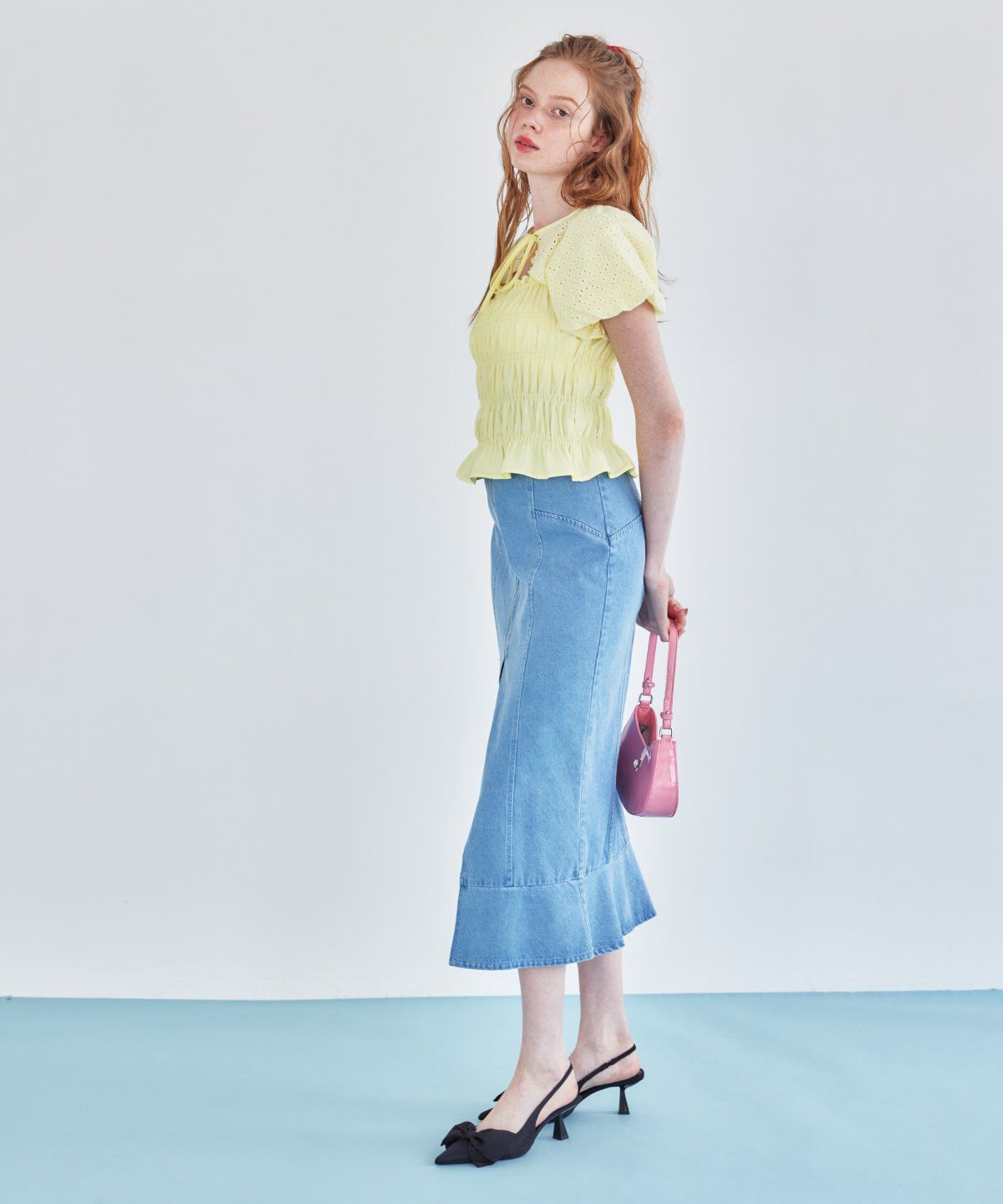 REDYAZEL「コットンレースシャーリングブラウス」|シャツ・ブラウス|