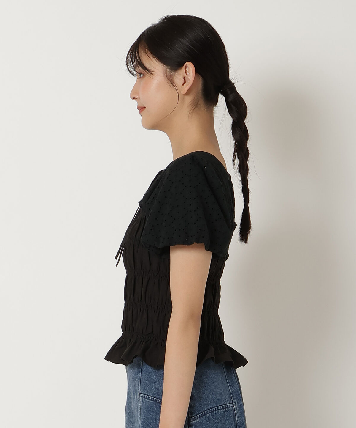 REDYAZEL「コットンレースシャーリングブラウス」|シャツ・ブラウス|