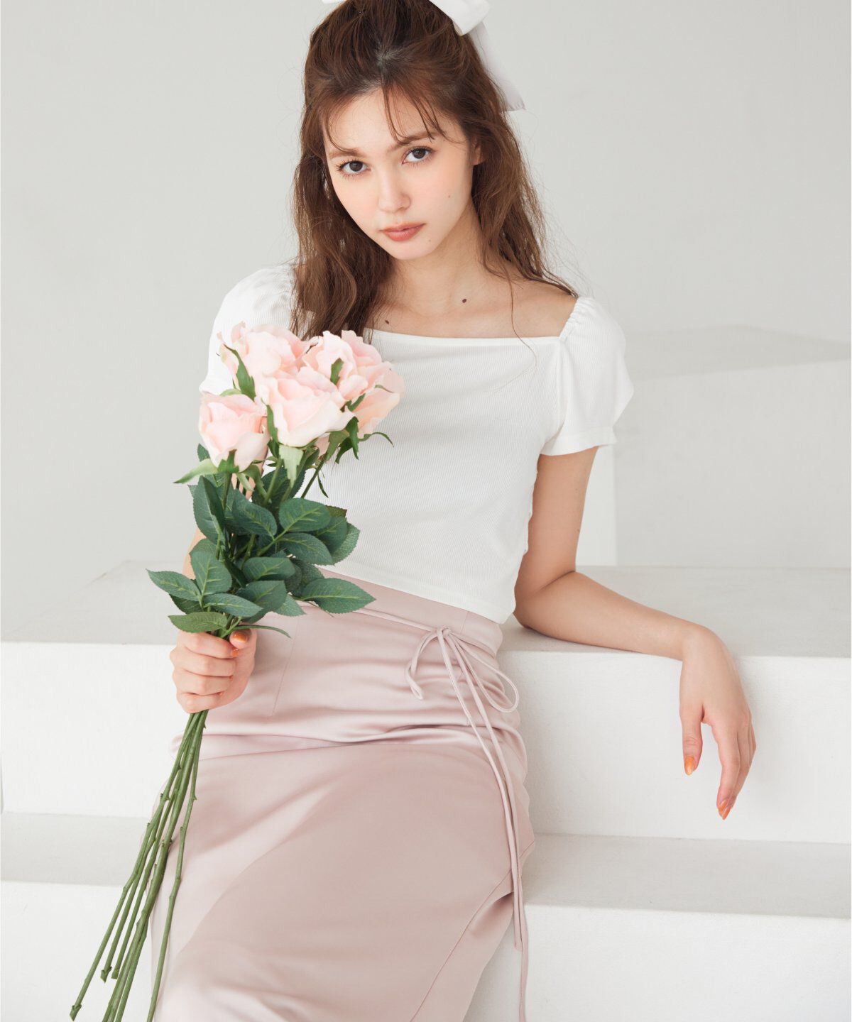 REDYAZEL「ノットリボンカットトップス」|Tシャツ・カットソー|オフ