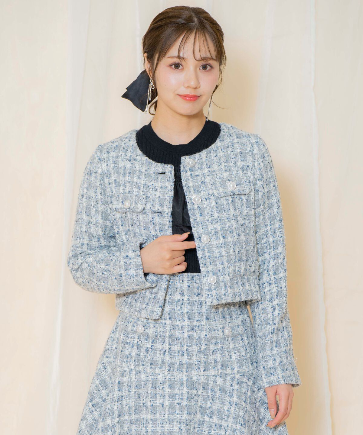 WILLSELECTION「MIXツイードノーカラージャケット」|ノーカラージャケット|