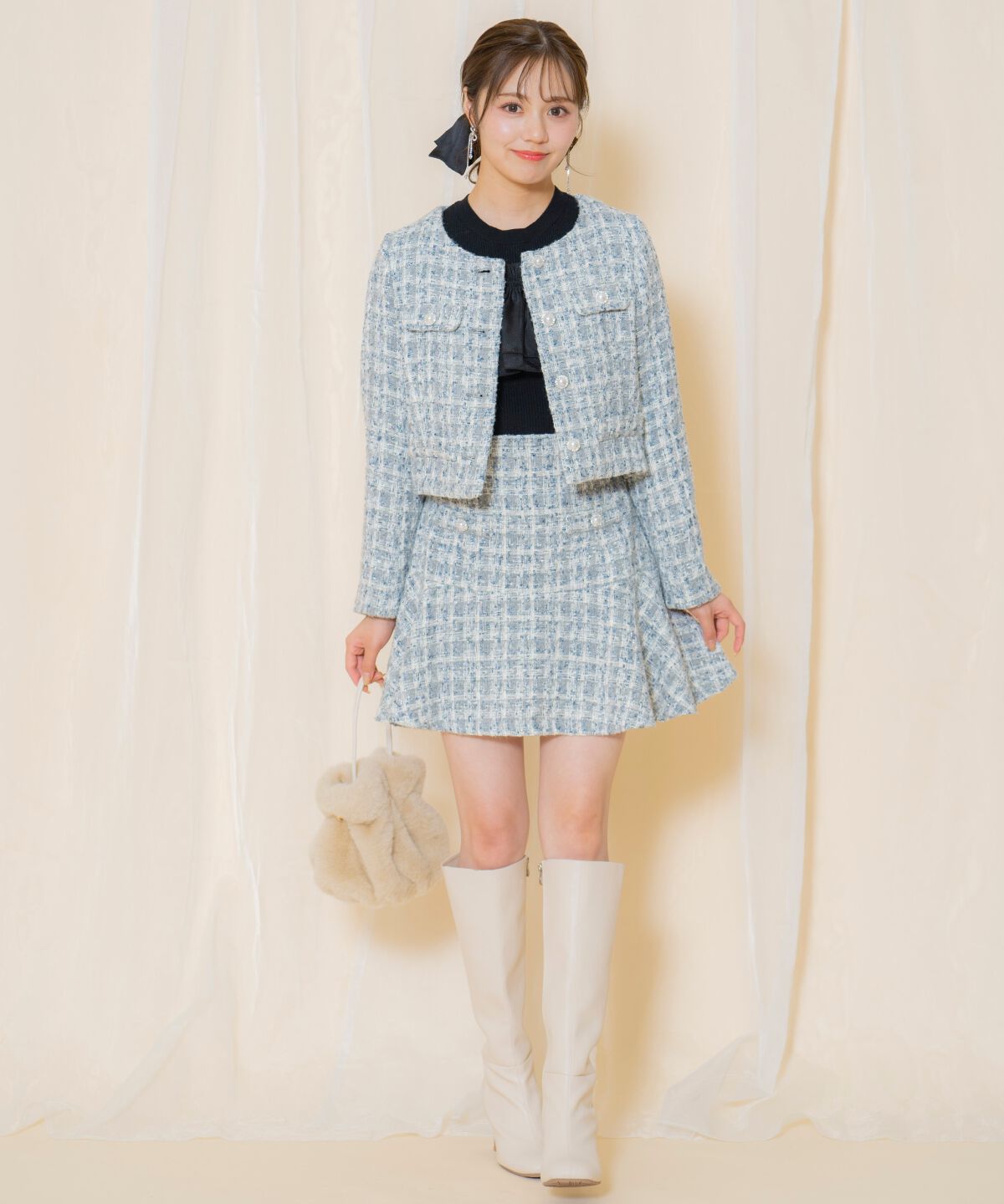 WILLSELECTION「MIXツイードノーカラージャケット」|ノーカラージャケット|