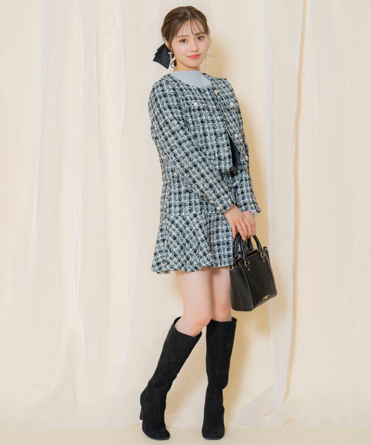 WILLSELECTION「MIXツイードノーカラージャケット」|ノーカラージャケット|