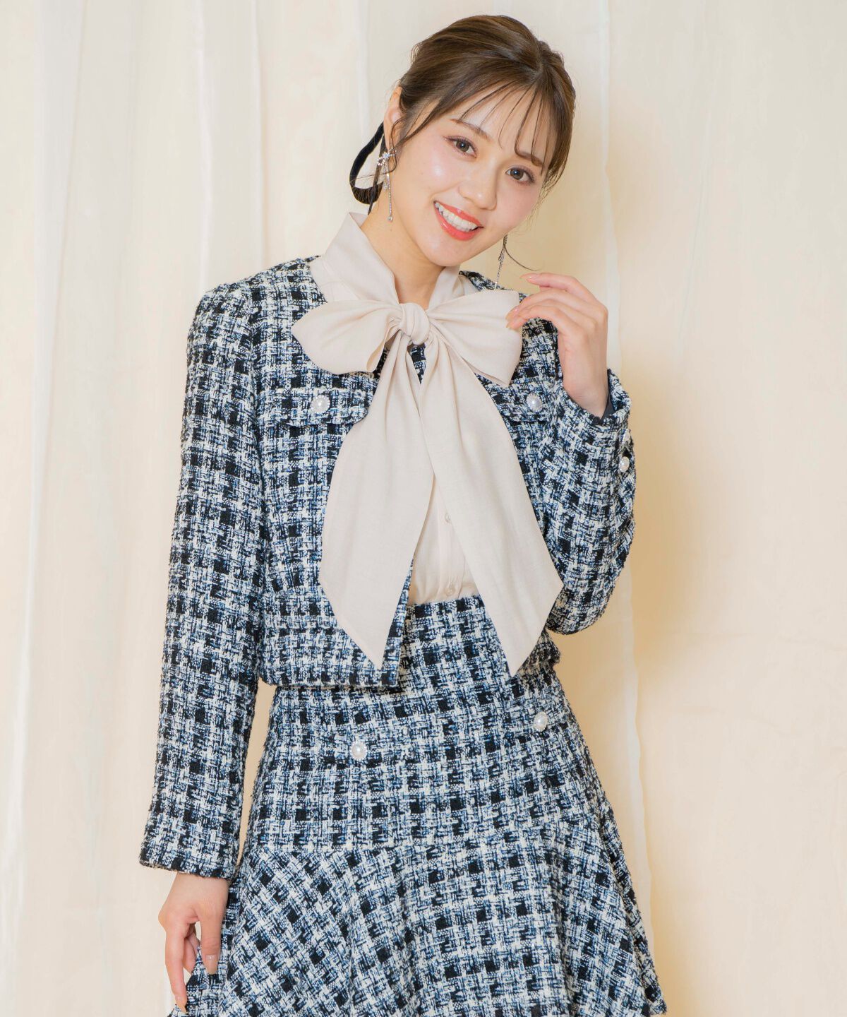 WILLSELECTION「MIXツイードノーカラージャケット」|ノーカラージャケット|ブラック