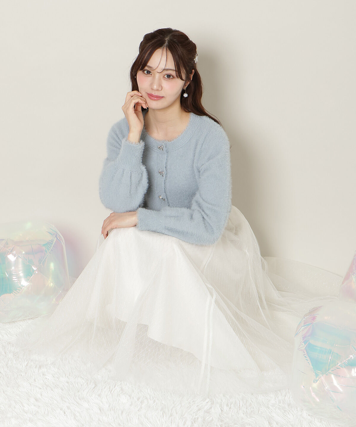 WILLSELECTION「リボンボタンフェザーカーディガン」|カーディガン|