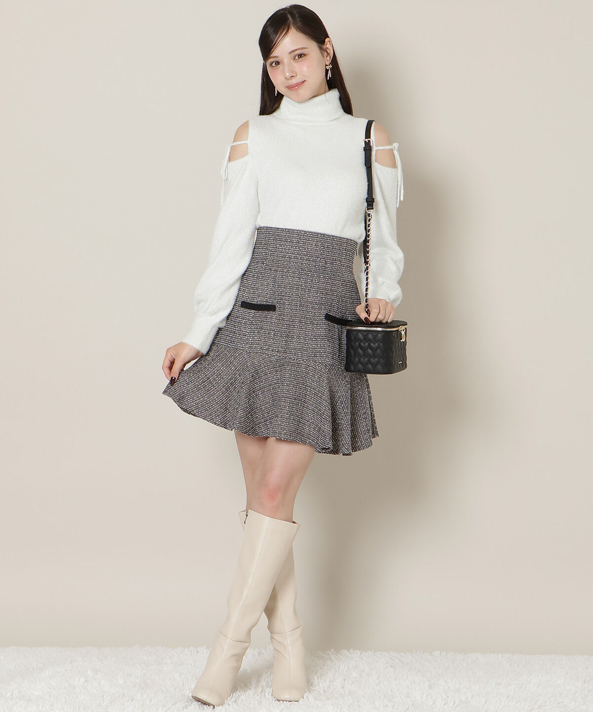 WILLSELECTION「オープンショルダーラメフェザーニット」|ニット・セーター|