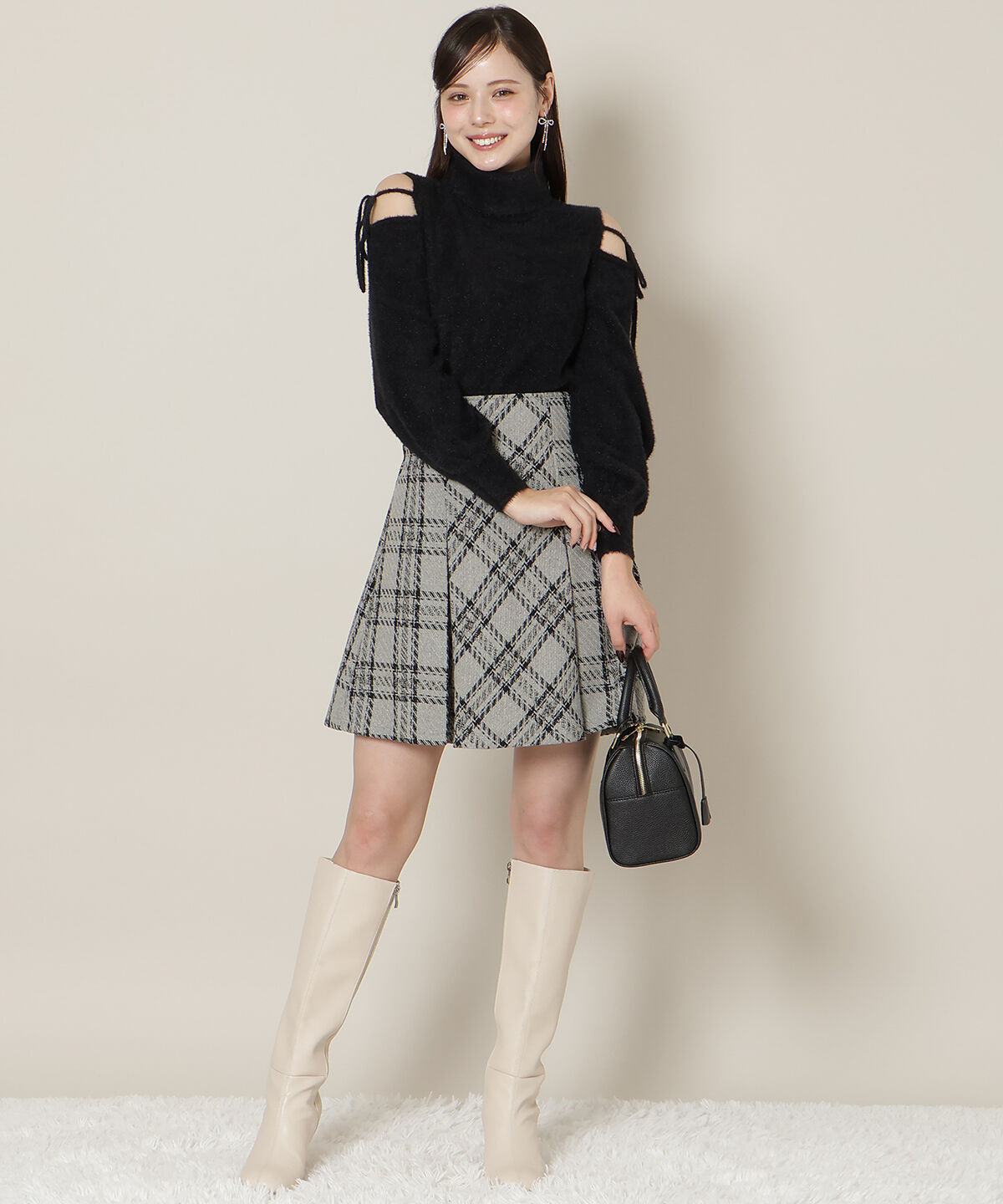 WILLSELECTION「オープンショルダーラメフェザーニット」|ニット・セーター|