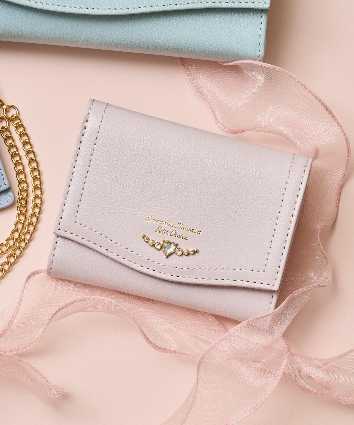 Samantha Thavasa Petit Choice「クリアハートビジュー 折財布」|財布|ベージュ