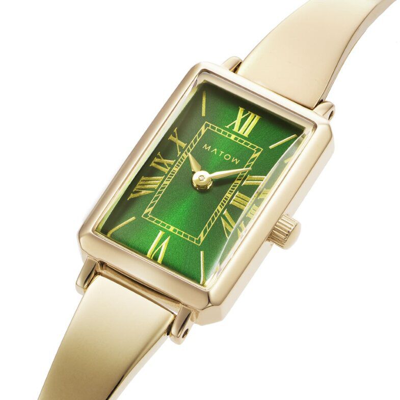 MATOW「〈MATOW (マトウ)〉Tsuki 月華 ｽｸｴｱ ｺﾞｰﾙﾄﾞ ｸﾞﾘｰﾝ」|腕時計|
