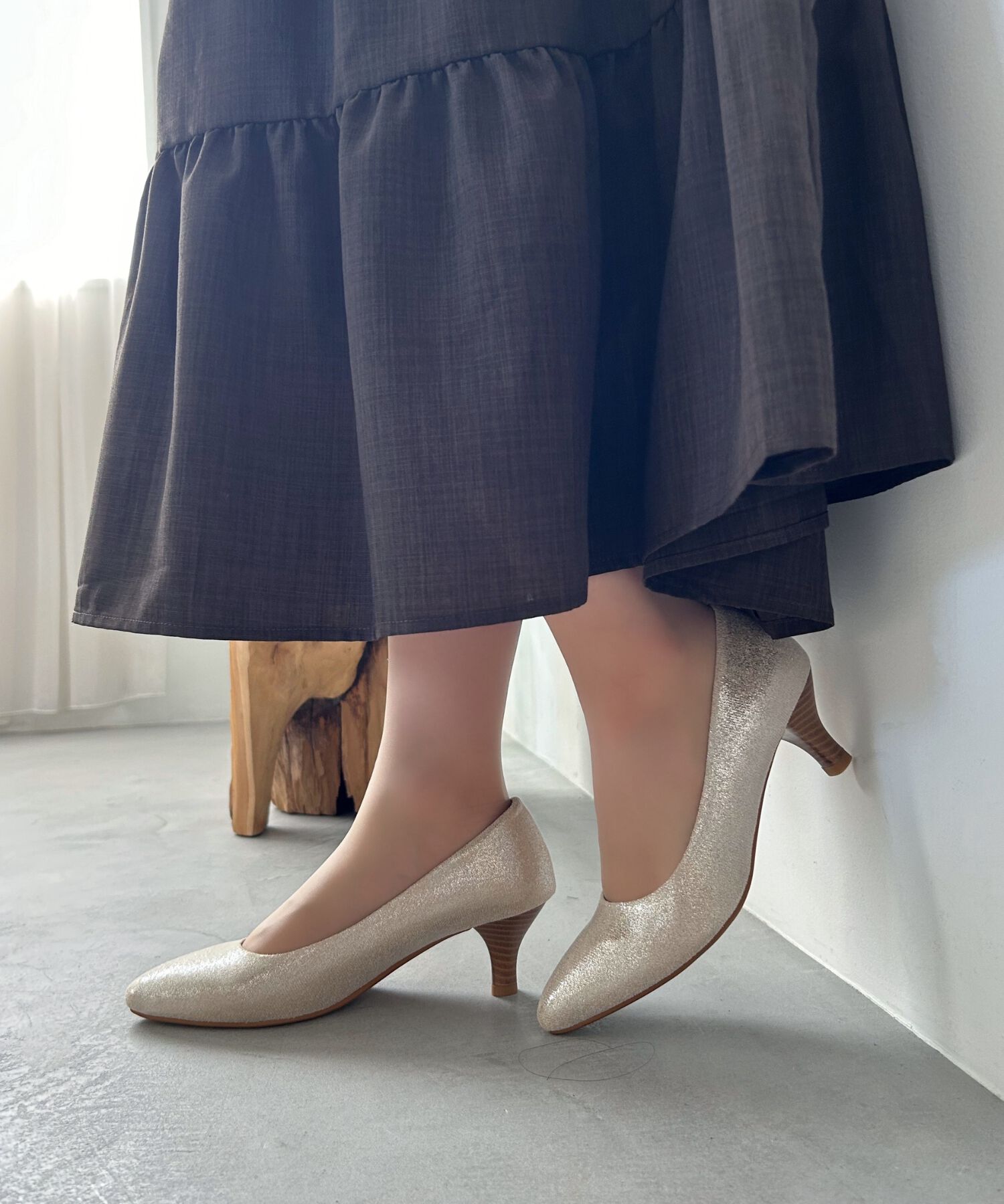 ORiental TRaffic「【WEB限定 / 累計9万足突破】 ミドルヒール パンプス /R-4008  ヒール5.5cm シンプル オフィス クッション」|パンプス|GOLD