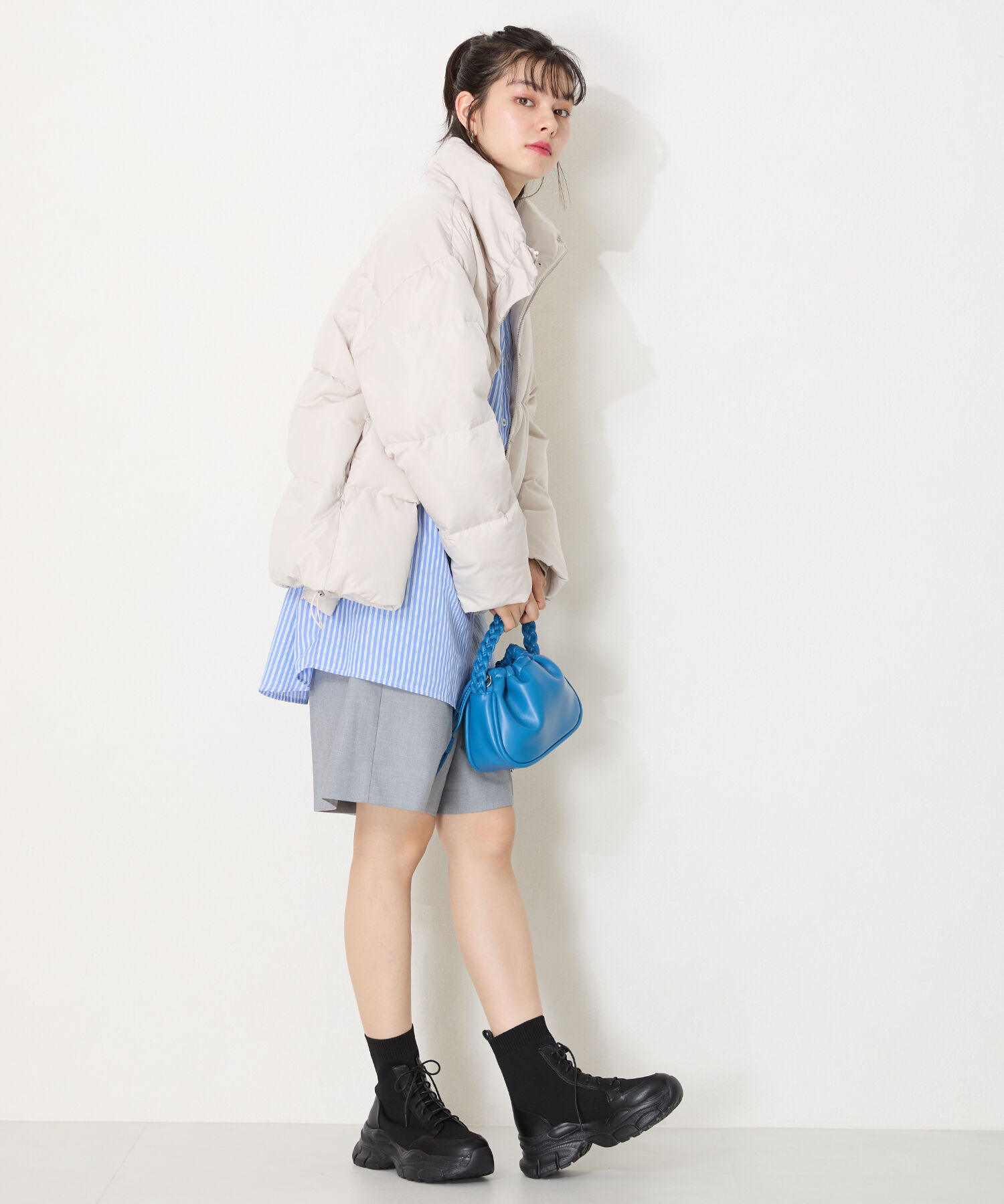 ORiental TRaffic「スニーカーソール ニット レースアップブーツ/41434 厚底」|ショートブーツ|