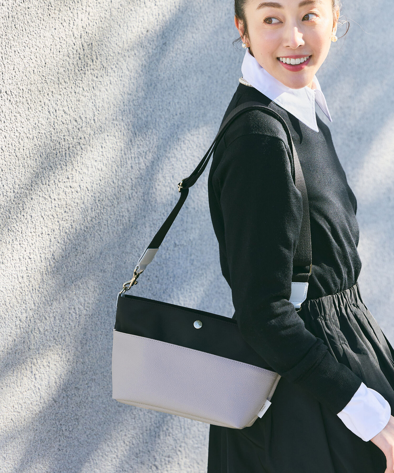 TOPKAPI BREATH「【Breath TOPKAPI】スコッチグレイン マザーズバッグ バイカラー 巾着 ショルダーバッグ【VERY 掲載】」|ショルダー・メッセンジャー|サンドグレー