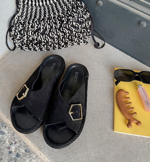 BOHONOMAD「【BOHONOMAD】カサブランカ/ブラック ベロアレザー/サンダル メンズ レディース」|サンダル|