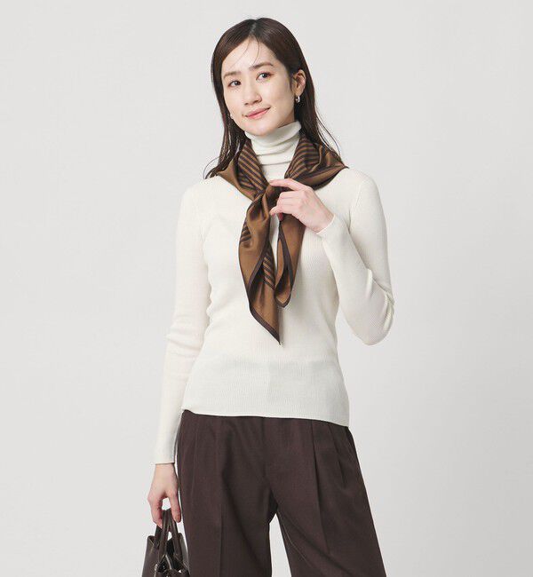 UNITED ARROWS「シルクリブ タートルネック ニット」|ニット・セーター|WHITE