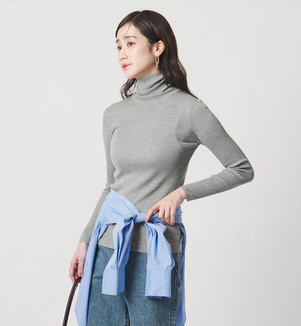 UNITED ARROWS「シルクリブ タートルネック ニット」|ニット・セーター|LT.GRAY