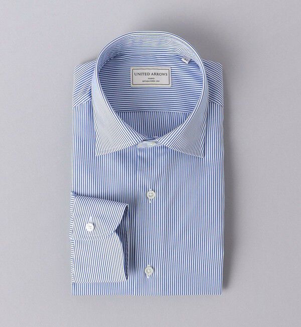UNITED ARROWS「イージーケア AG キャンディストライプ セミワイドカラーシャツ -抗菌防臭-」|シャツ・ブラウス|LT.BLUE