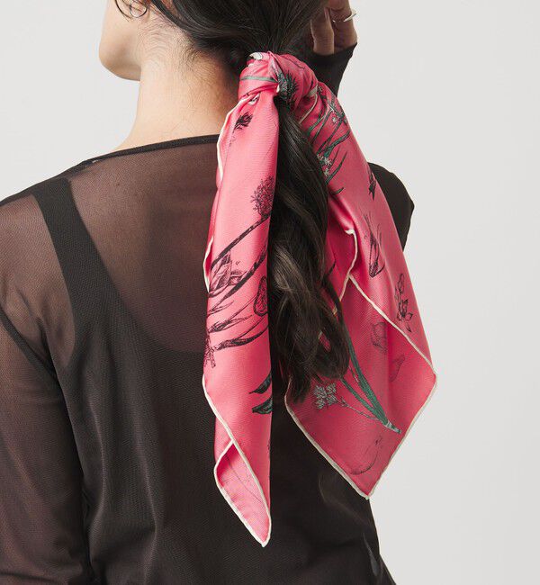 UNITED ARROWS「＜manipuri＞SILK 65&times;65 スカーフ 25FW」|マフラー|PINK