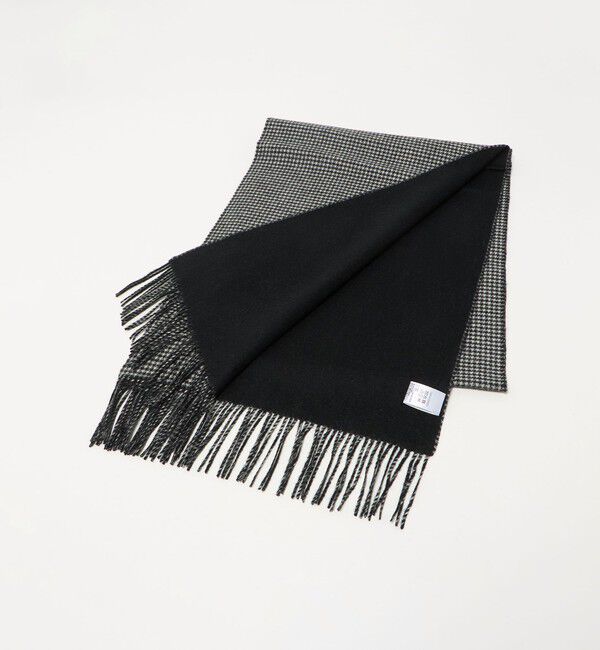 UNITED ARROWS「カシミヤ リバーシブル ハウンドトゥース マフラー」|マフラー|BLACK