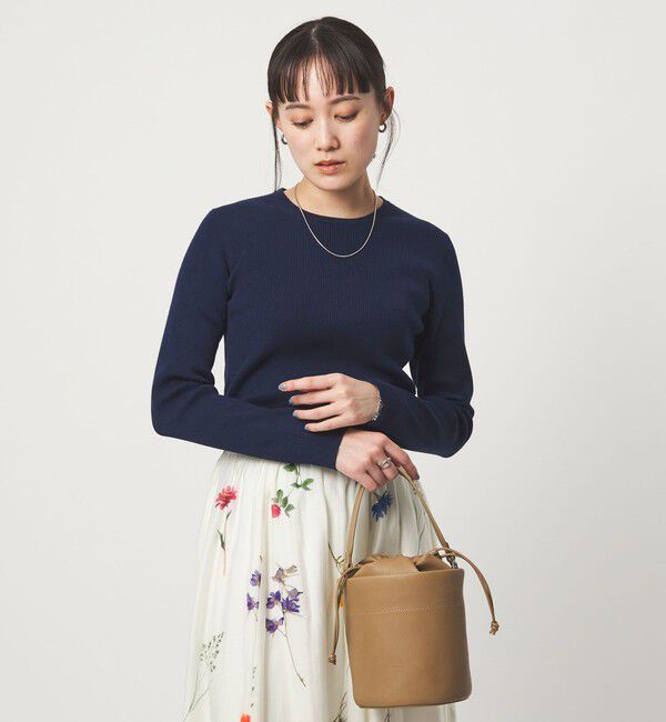 UNITED ARROWS green label relaxing「＜1_OF MINE＞リブ クルーネック プルオーバー ニット ウォッシャブル」|ニット・セーター|NAVY